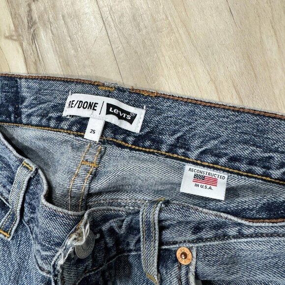 RE/DONE Levis Cropped Raw Hem Jeans Size 25 Made In USA Distressed - Picture 3 of 11